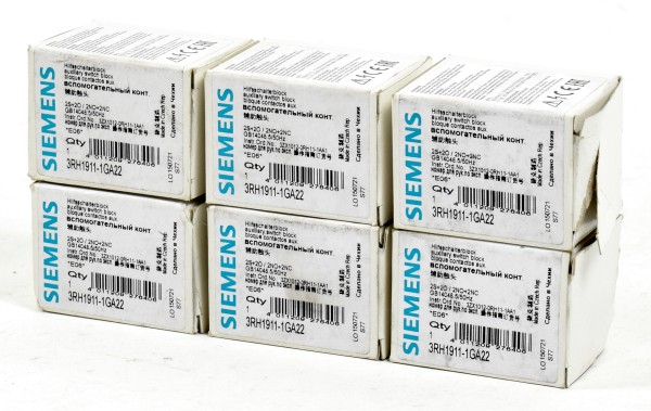 6x Siemens Hilfsschalterblock, 3RH1911-1GA22, 3RH1 911-1GA22