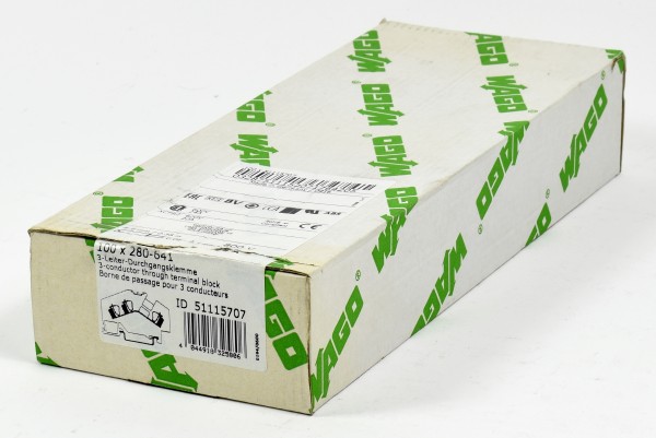 Wago 3-Leiter-Durchgangsklemme, 100 x 280-641, 51115707