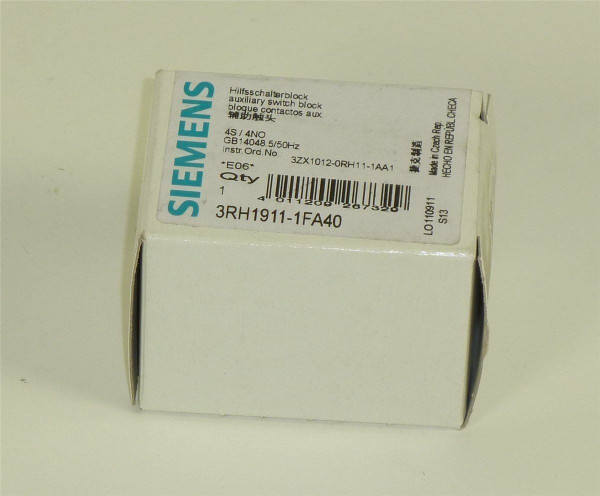 Siemens Hilfsschalterblock 4S/4NO,3RH1911-1FA40,3RH1 911-1FA40