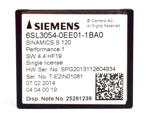 Siemens Sinamics S120 CompactFlash Card,6SL3054-0EE01-1BA0, 6SL 3054-0EE01-1BA0