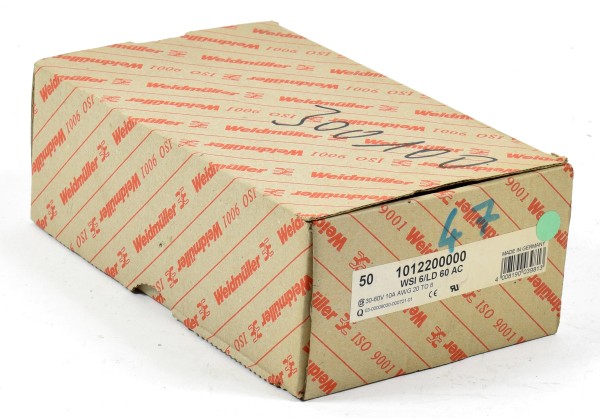 Weidmüller Sicherungsklemme,WSI 6/LD 60 AC, 1012200000,(QTY:50)