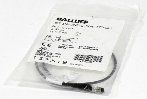 Balluff Induktiver Sensor, BES516-3048-G-E4-C-S26-00,3