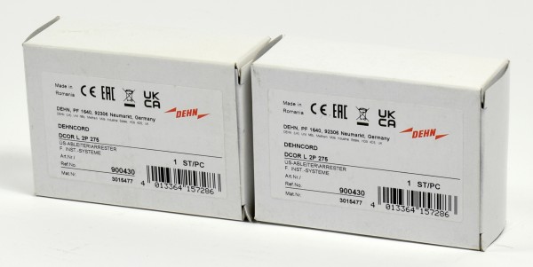 2x DEHNCORD Überspannungsableiter , DCOR L 2P 275, DCORL2P275, 3015477