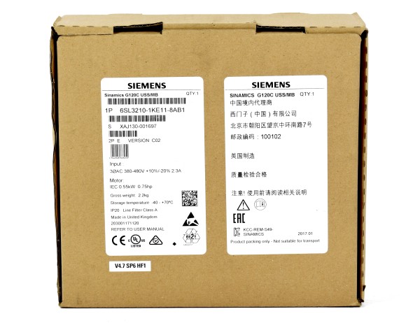 Siemens Sinamics Frequenzumrichter, 6SL3210-1KE11-8AB1, 6SL3 210-1KE11-8AB1