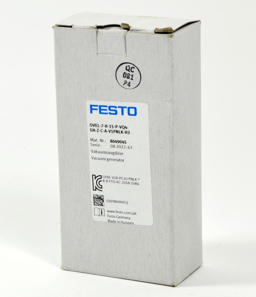 Festo Vakuumsaugdüse, OVEL-7-H-15-P-VQ4-UA-Z-C-A-V1PNLK-H3, 8049045