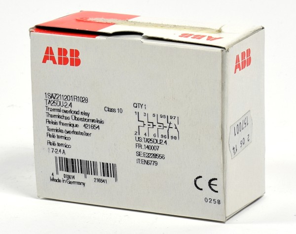 ABB Thermisches Überstromrelais TA25DU-2.4, 1SAZ211201R1028