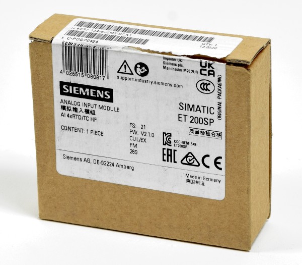Siemens Simatic S7 ET200SP Analog IN,6ES7 134-6JD00-0CA1,6ES7134-6JD00-0CA1