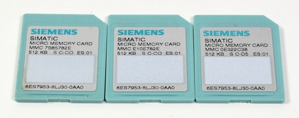 3 x Siemens Simatic S7 Memory Card,6ES7953-8LJ30-0AA0,6ES7 953-8LJ30-0AA0