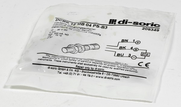 di-soric Induktive Näherungsschalter, DCBK 12 MB 04-PS-B3, DCBK12MB04-PS-B3