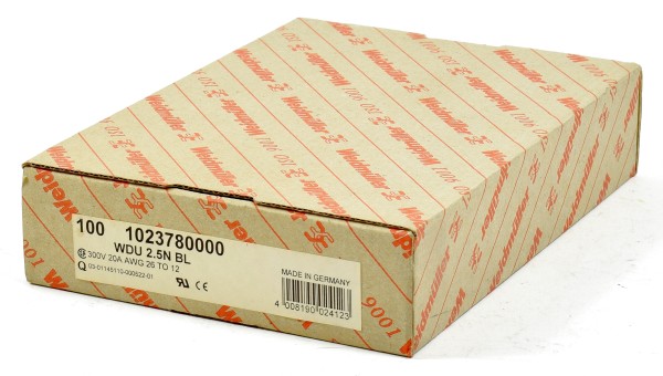 Weidmüller Reihenklemme, WDU 2.5N BL, 1023780000, (QTY:100)