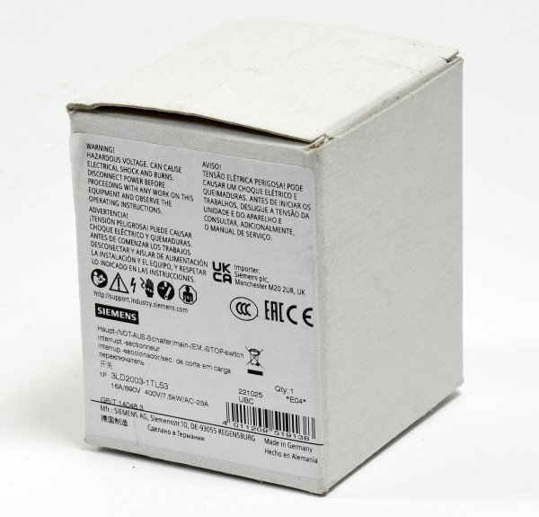 Siemens Haupt-/NOT-AUS-Schalter, 3LD2003-1TL53, 3LD2003-1TL53