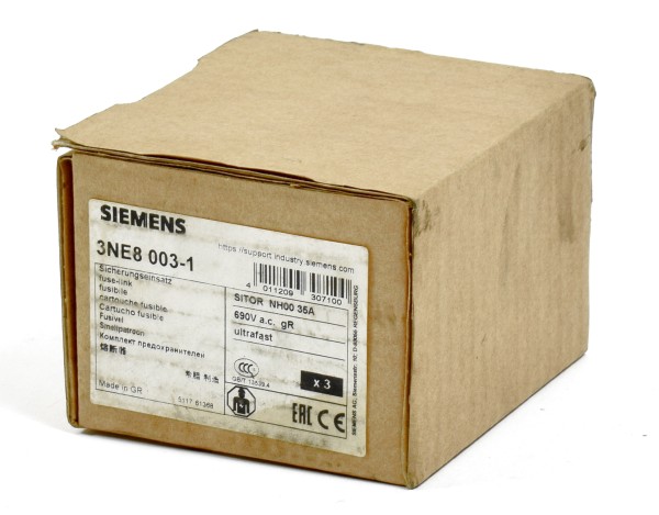 Siemens Sitor Sicherungseinsatz 35A, 3NE8003-1, 3NE8 003-1