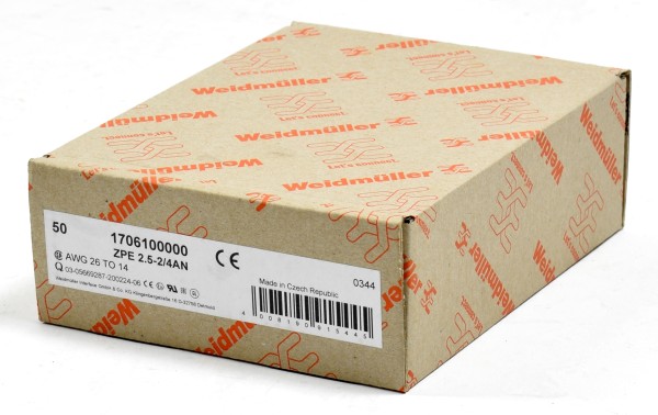 Weidmüller Schutzleiterklemme, ZPE 2.5-2/4AN, 1706100000, (QTY:50)