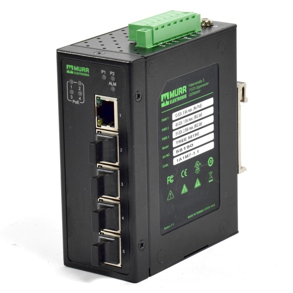 Murr Elektronik 5 Port Unmanaged Gigabit Switch, TREE 58190, TREE58190
