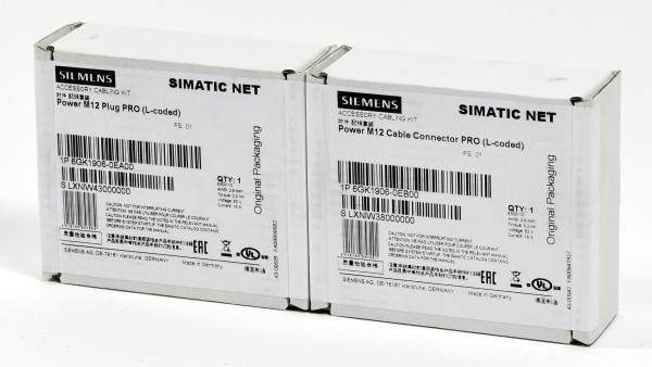 Siemens Power M12 Cable Connector, Plug Pro, 6GK1906-0EA00 + 6GK1906-0EB00