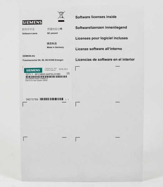 Siemens Sinumerik 840Di Electronic Key System, 6FC5800-0AP53-0YB0
