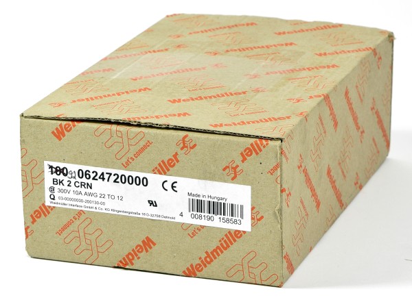 Weidmüller Klemmenleiste, BK 2 CRN, 0624720000 (QTY:92)