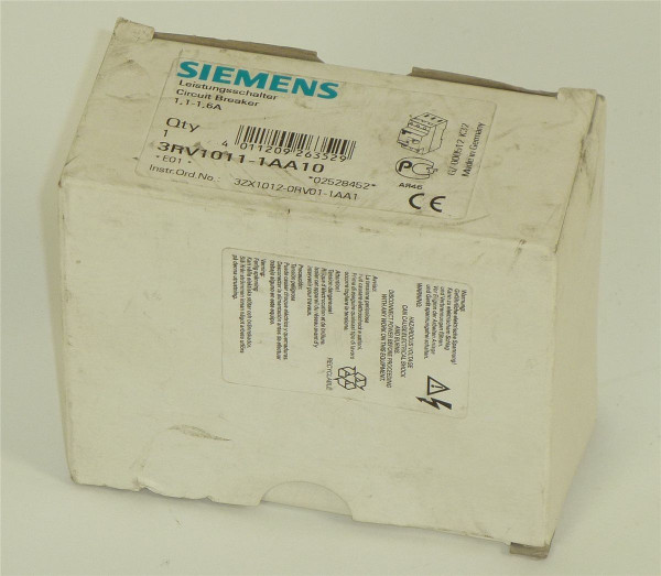 Siemens Sirius 3R Leistungsschalter,3RV1011-1AA10,3RV1 011-1AA10