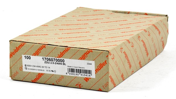 Weidmüller Reihenklemme, ZDU 2.5-2/4AN BL, 1706070000, (QTY:100)