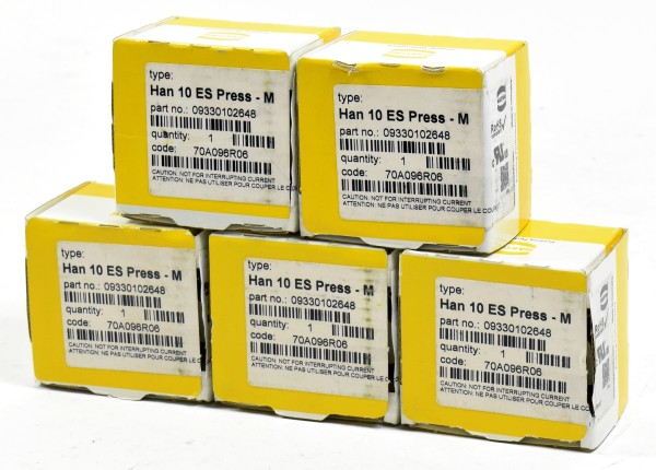 Harting Einsatz, Han 10ES Press M, 09330102648, ( QTY:5)