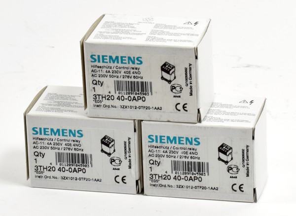 3 x Siemens Hilfsschütz,3TH2 040-0AP0,3TH2040-0AP0
