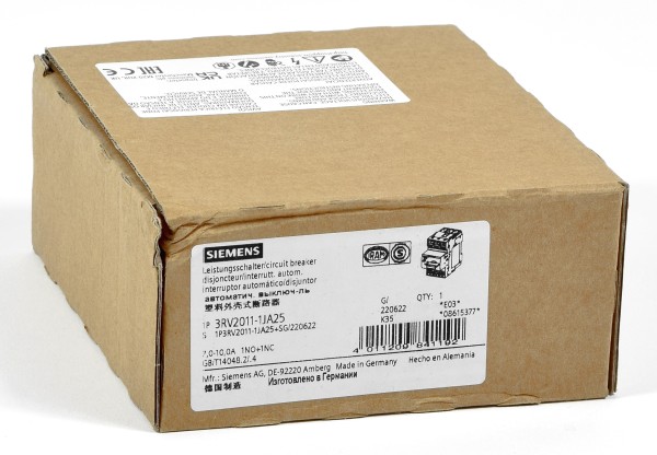 Siemens Sirius Leistungsschalter, 3RV2011-1JA25, 3RV2 011-1JA25