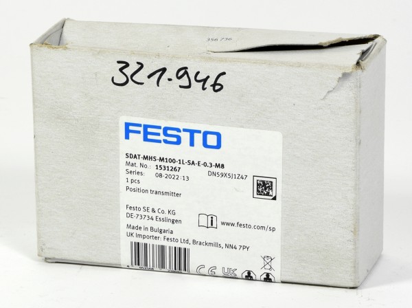 Festo Position transmitter, SDAT-MHS-M100-1L-SA-E-0,3-M8, 1531267