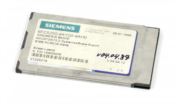 Siemens Sinumerik NCU572/572.2 Software,6FC5250-4AY20-4AH0,6FC5 250-4AY20-4AH0
