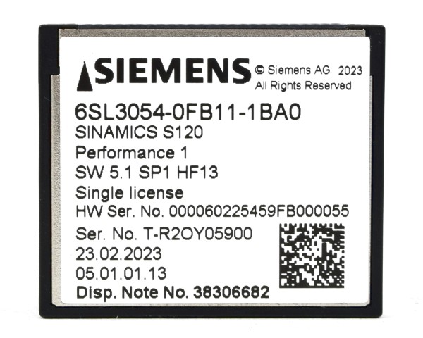 Siemens Sinamics S120 CompactFlash Card, 6SL3054-0FB11-1BA0, 6SL 3054-0FB11-1BA0