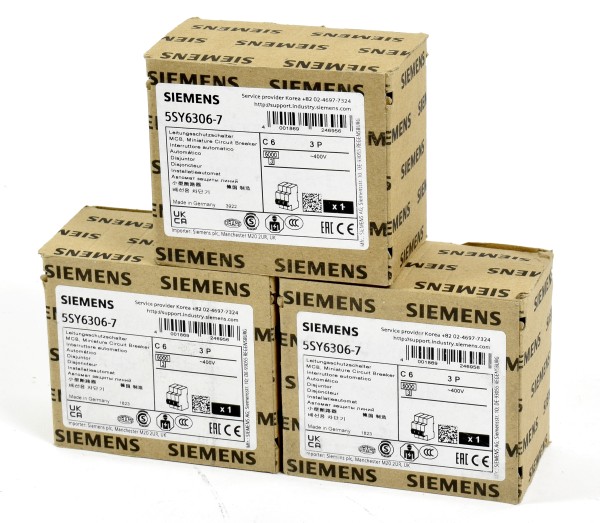 3x Siemens Leitungsschutzsschalter, 5SY6306-7, 5SY6 306-7