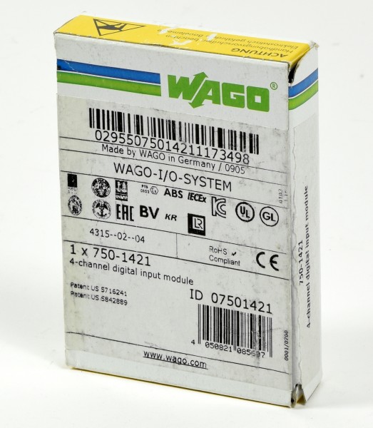 Wago I/O 4-Kanal-Digitaleingang, 4DI, 750-1421