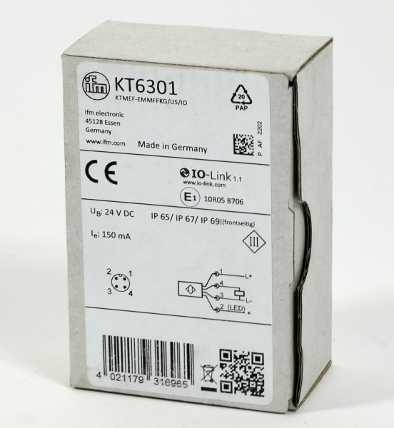 ifm Kapazitiver Leuchttaster, KT6301, KTMEF-EMMFFKG/US/IO