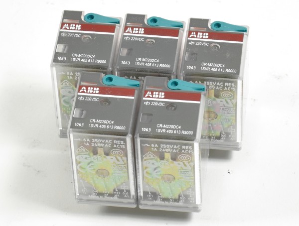5 x ABB Plugable interface relays,1SVR 405 613 R9000,CR-M220DC4