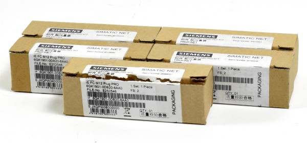 5x Siemens Simatic Profinet M12 Plug, 6GK1901-0DB20-6AA0, 6GK1 901-0DB20-6AA0