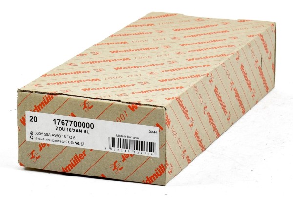 Weidmüller Reihenklemme, ZDU 10/3AN BL, 1767700000, (QTY:20)