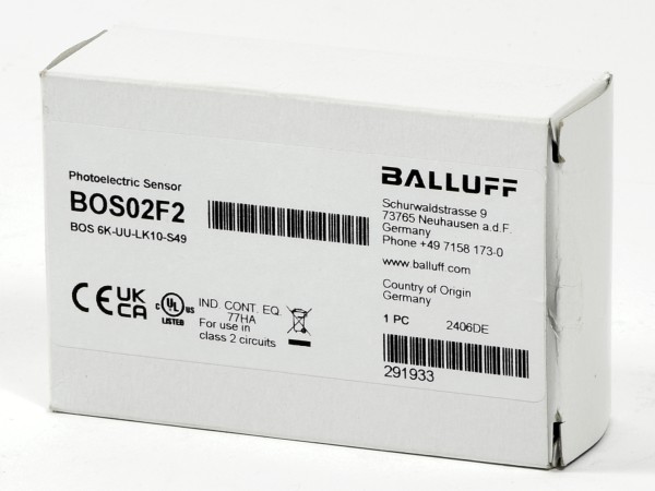 Balluff Photoelectric Sensor, BOS02F2, BOS 6K-UU-LK10-S49