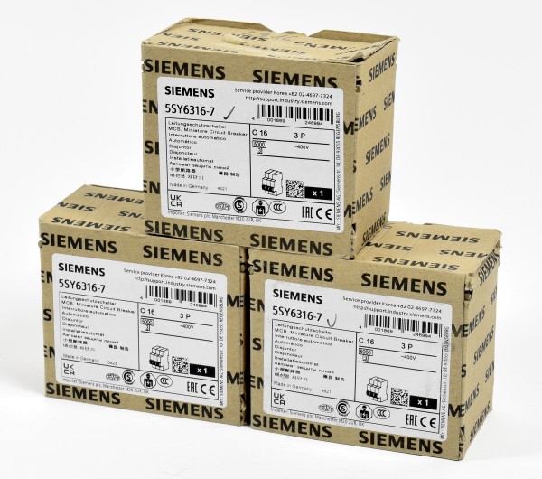 Siemens Leitungsschutzsschalter, 5SY6316-7, 5SY6 316-7, (3Stück)