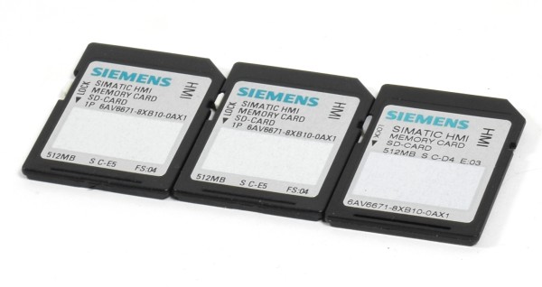 3 x Siemens Simatic S7 SD-Card,6AV6 671-8XB10-0AX1,6AV6671-8XB10-0AX1,E:03/04